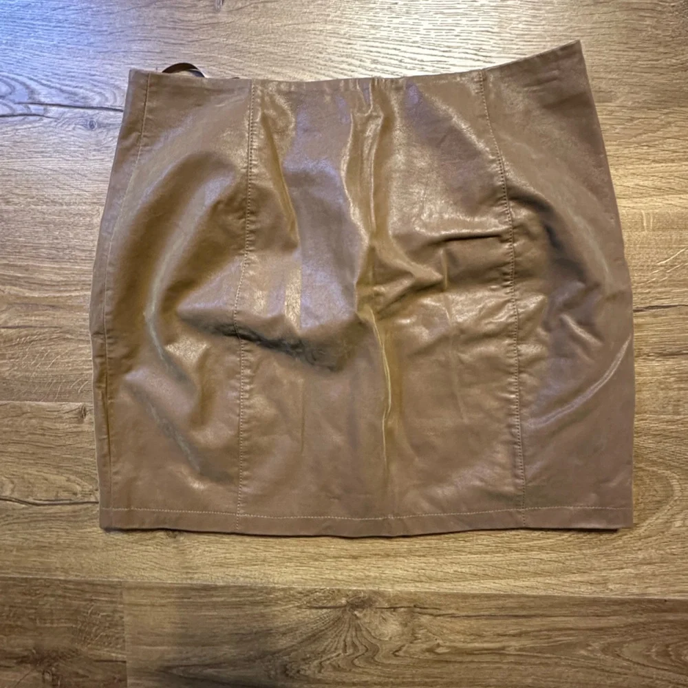 Free People Faux Leather Brown Mini Skirt 12